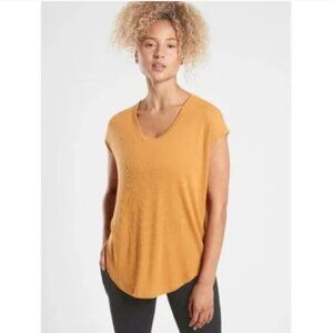 Athleta Cloudlight Rib Straus Tee Mustard Yellow M